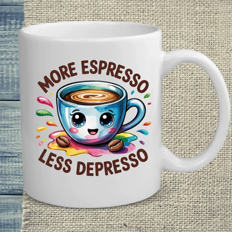 More Espresso Less Depresso - Bunt - Tasse