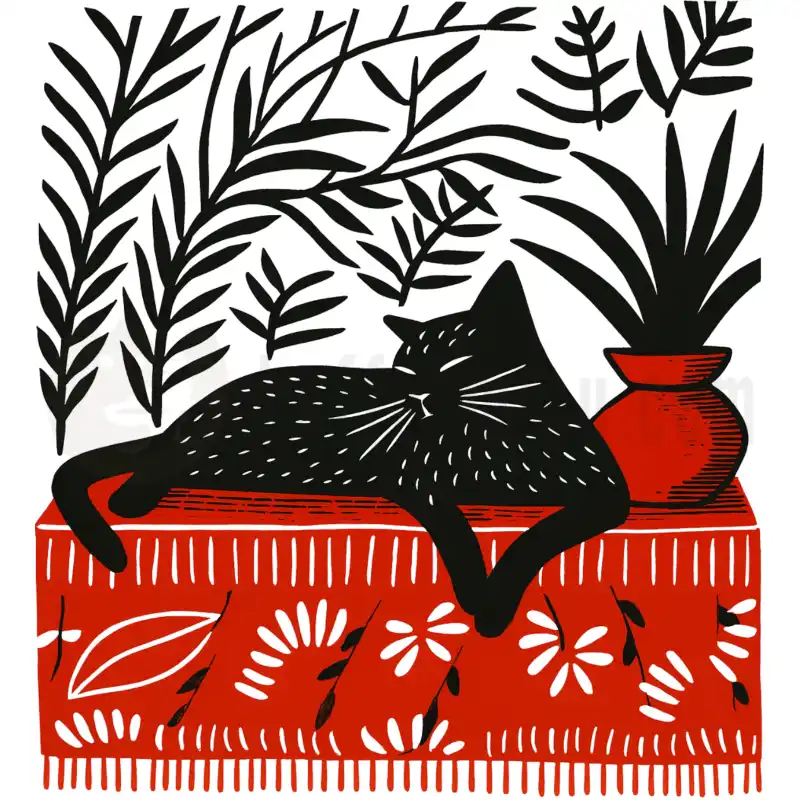 Das rote Zimmer mit Katze - Tasse
