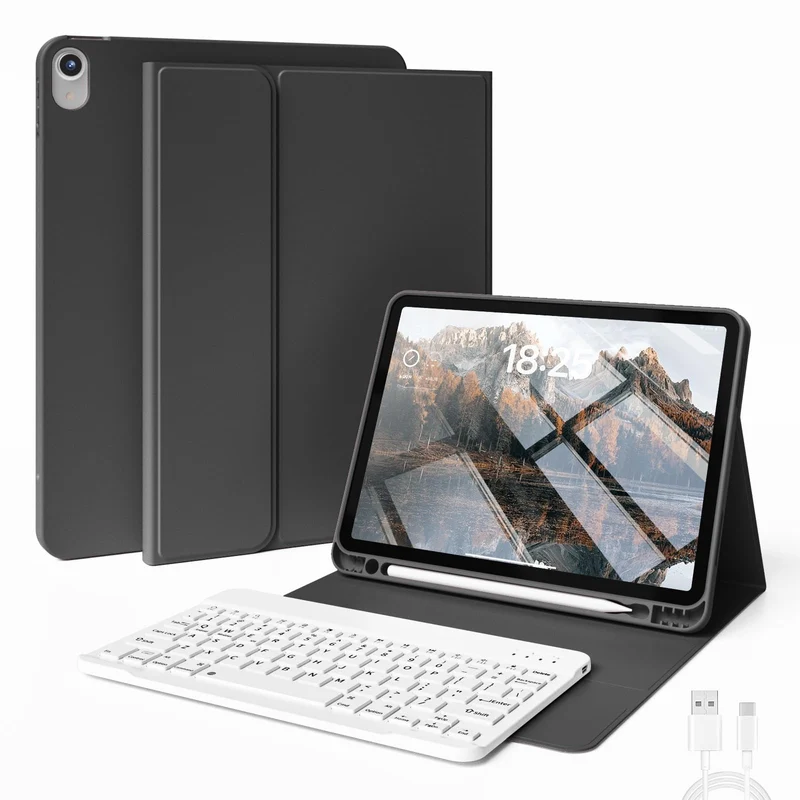 JKSML Tastatur Hülle für iPad (A16) 11./10.Generation 2025/2022 (11/10.9 Zoll) mit Stifthalter, Soft