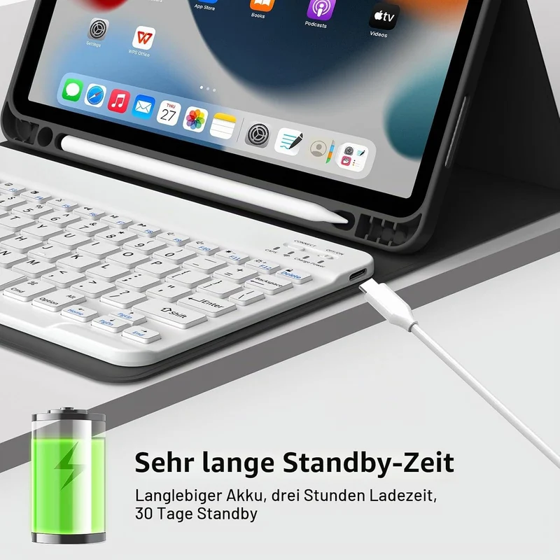 JKSML Tastatur Hülle für iPad (A16) 11./10.Generation 2025/2022 (11/10.9 Zoll) mit Stifthalter, Soft