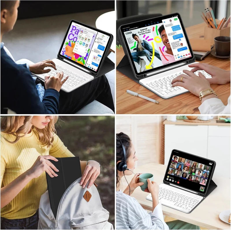 JKSML Tastatur Hülle für iPad (A16) 11./10.Generation 2025/2022 (11/10.9 Zoll) mit Stifthalter, Soft
