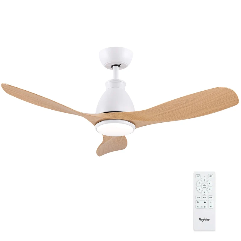 Newday Deckenventilatoren Holzfarbe, 106cm Deckenventilator mit Beleuchtung und Frnbedienung Leise,
