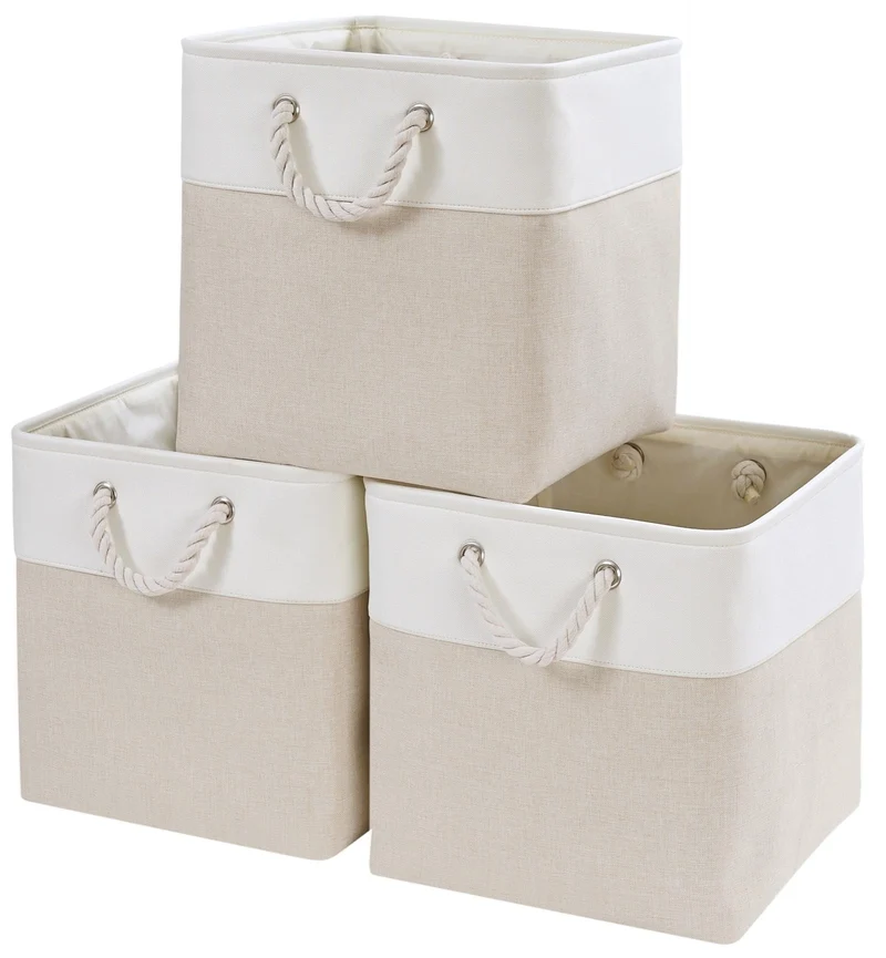 Mangata 28x28x28cm Aufbewahrungsbox Stoff, Aufbewahrungskorb zum Organisieren von Kleidung und Spiel