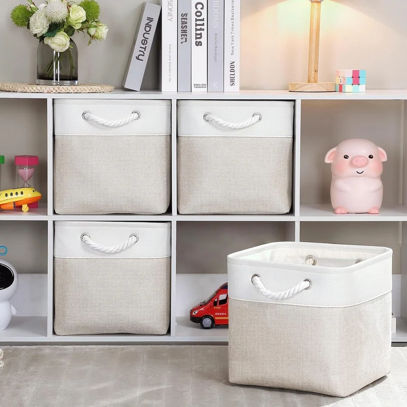 Mangata 28x28x28cm Aufbewahrungsbox Stoff, Aufbewahrungskorb zum Organisieren von Kleidung und Spiel
