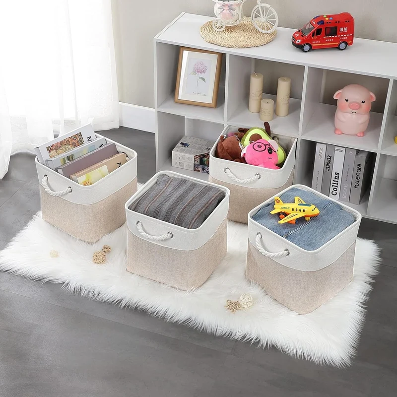 Mangata 28x28x28cm Aufbewahrungsbox Stoff, Aufbewahrungskorb zum Organisieren von Kleidung und Spiel