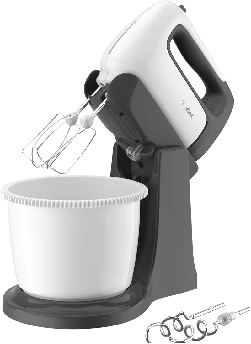Tefal HT464138 Prep'Mix Hand Mixer with Rotating Bowl 2.5 L 500 W White