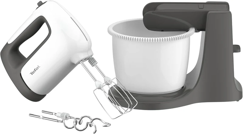 Tefal HT464138 Prep'Mix Hand Mixer with Rotating Bowl 2.5 L 500 W White