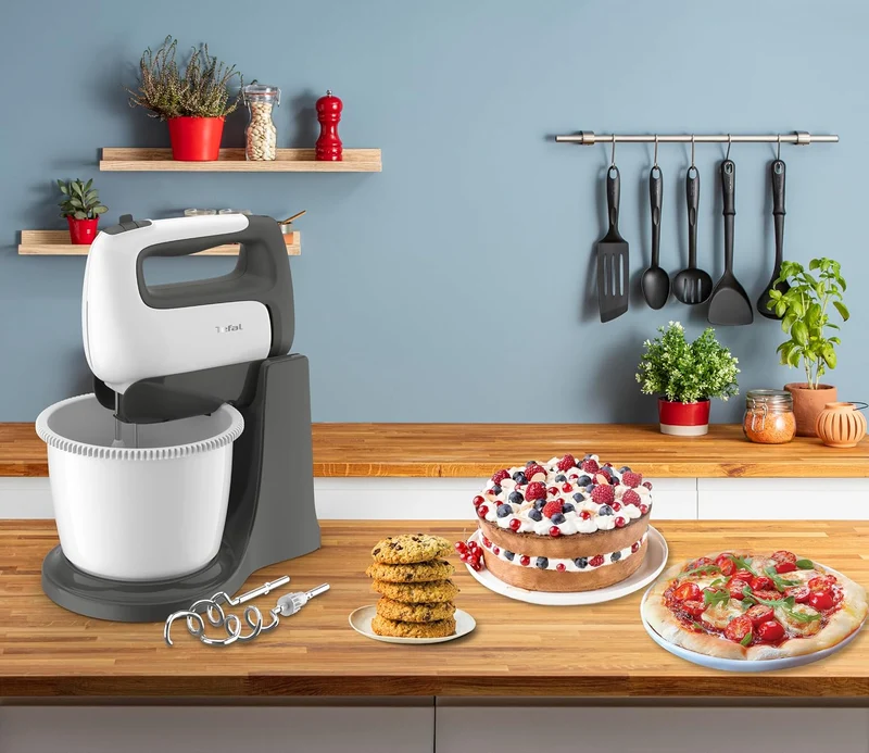 Tefal HT464138 Prep'Mix Hand Mixer with Rotating Bowl 2.5 L 500 W White