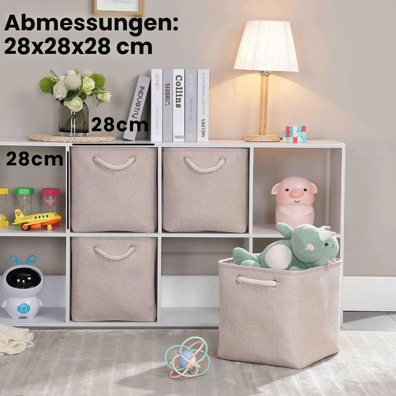 Mangata Aufbewahrungsbox 28x28x28 cm, Aufbewahrungskorb mit Griff, Aufbewahrung Korb Stoff für Regal