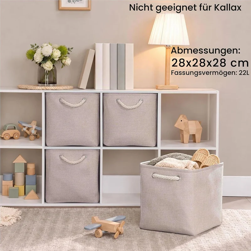 Mangata Aufbewahrungsbox 28x28x28 cm, Aufbewahrungskorb mit Griff, Aufbewahrung Korb Stoff für Regal
