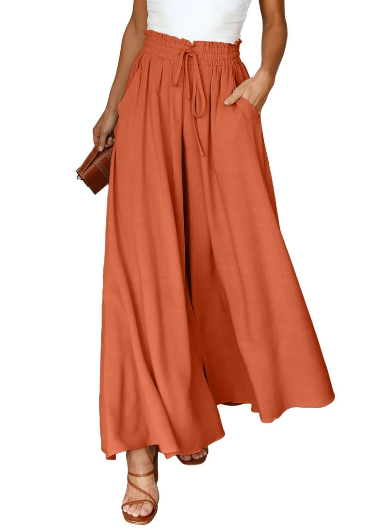 Dokotoo Sommerhose Damen Leicht Palazzo Hose Elegant Sommer High Waist Baggy Leinenhose Freizeithose