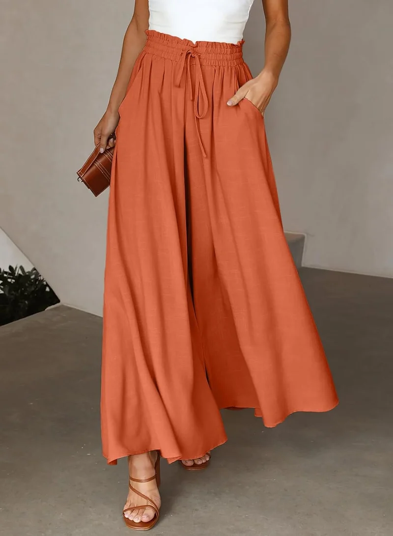 Dokotoo Sommerhose Damen Leicht Palazzo Hose Elegant Sommer High Waist Baggy Leinenhose Freizeithose