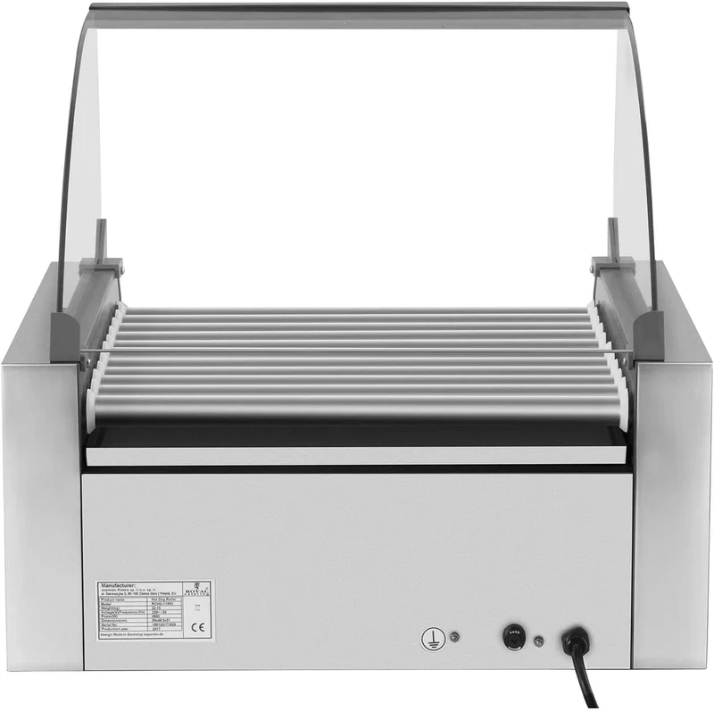 Royal Catering - Hot Dog Grill Hot Dog Maschine (11 Rollen, Edelstahl, 2.150 W, 2 Heizzonen, herausn
