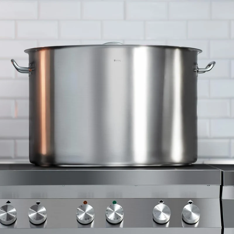 Royal Catering Kochtopf gross 106 L / 60 cm Innendurchmesser Edelstahl für alle Herdarten mit Deckel
