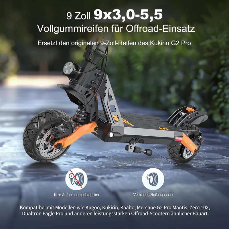 9x3,0-5,5 Vollreifen für Kukirin G2 pro, Zero 10X, Dualtron Eagle Pro Elektroroller Ersatzreifen Vol