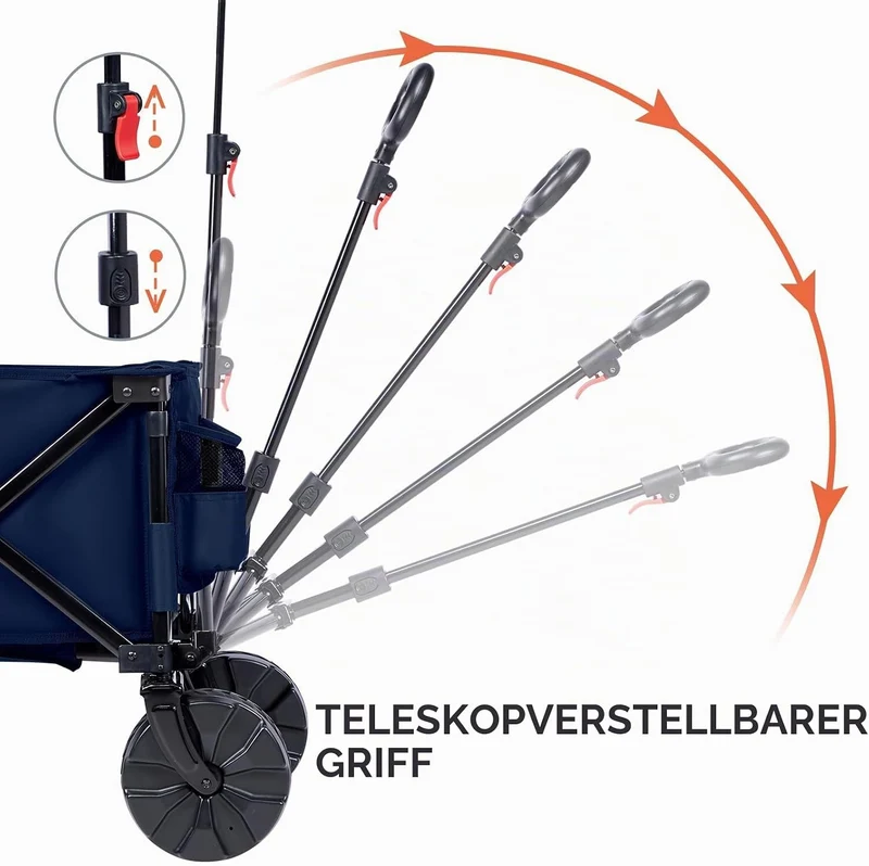Portal Bollerwagen faltbar grösse Reifen 128L Klappwagen Handwagen klappbar mit Getränkehalter Faltw