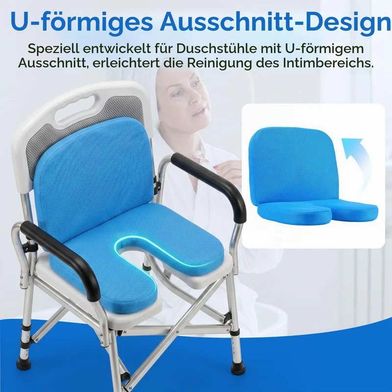 SEHUASEU Sitzkissen Für Duschstuhl U-Form Duschsitzkissen mit Rückenlehne Senioren Shower Seat Cushi