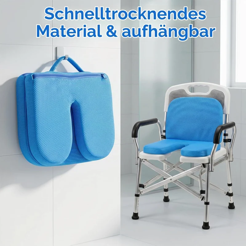 SEHUASEU Sitzkissen Für Duschstuhl U-Form Duschsitzkissen mit Rückenlehne Senioren Shower Seat Cushi