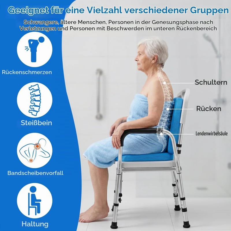 SEHUASEU Sitzkissen Für Duschstuhl U-Form Duschsitzkissen mit Rückenlehne Senioren Shower Seat Cushi