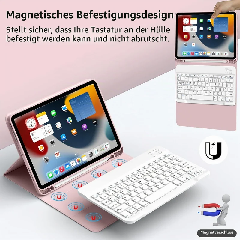 JKSML Hülle mit Tastatur für iPad (A16) 11./10.Generation 2025/2022 (11/10.9 Zoll) mit Stifthalter,