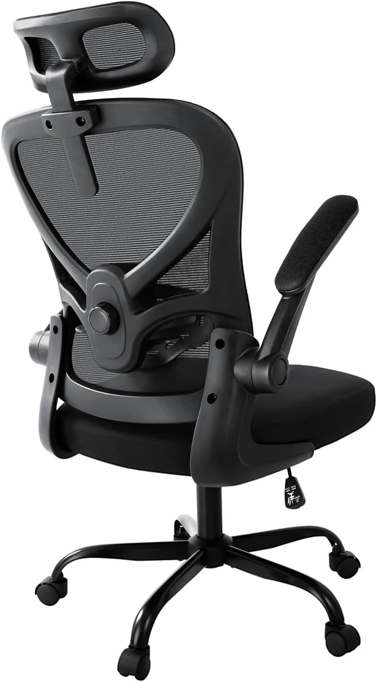 ALAULM Ergonomischer Bürostuhl mit Verstellbarer Lendenwirbelstütze und um 90° hochklappbaren Armleh