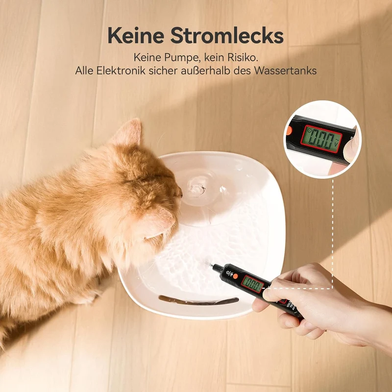 Cheerble E1 Lite Katzenbrunnen, Pumpenlos, 23 dB leise, 2 L, BPA-frei PP Weiss, PP Weiss