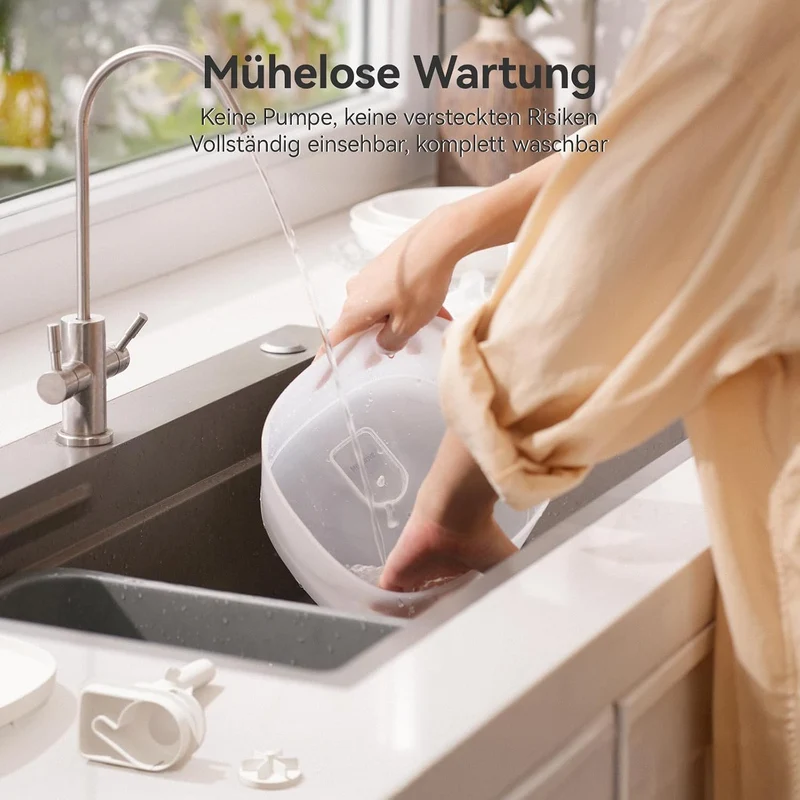 Cheerble E1 Lite Katzenbrunnen, Pumpenlos, 23 dB leise, 2 L, BPA-frei PP Weiss, PP Weiss