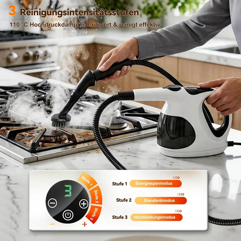 5S Aufheizzeit Dampfreiniger Handgerät, Hand Steam Cleane Weiss, Weiss