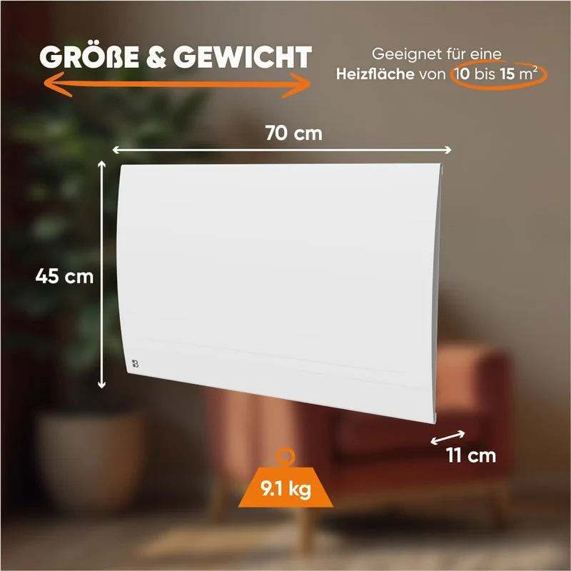 BESTHERM Bestherm Lesso Connect Elektroheizkörper Heizung, WLAN, mit trockener Trägheit, Keramik, 15