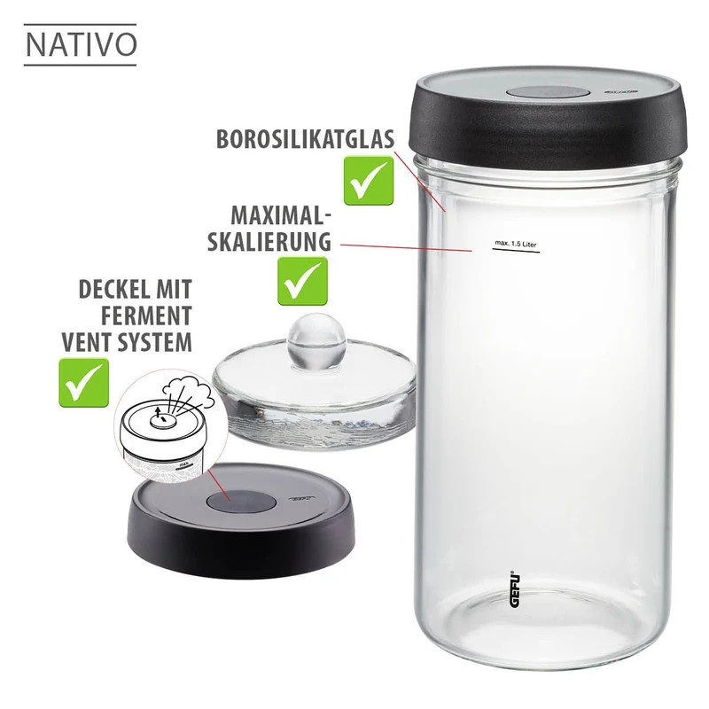 Fermentationsglas 1,5l Borosil Nativo
