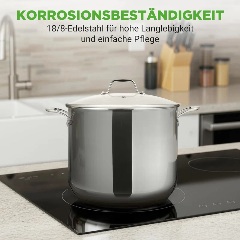 NutriChef Kochtopf Gross, 11,5L- Ø 26cm, Suppentopf Edelstahl Induktion für Alle Herdarten Geeignet,