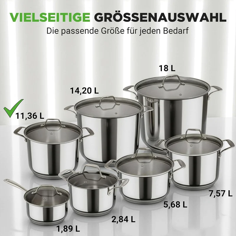 NutriChef Kochtopf Gross, 11,5L- Ø 26cm, Suppentopf Edelstahl Induktion für Alle Herdarten Geeignet,