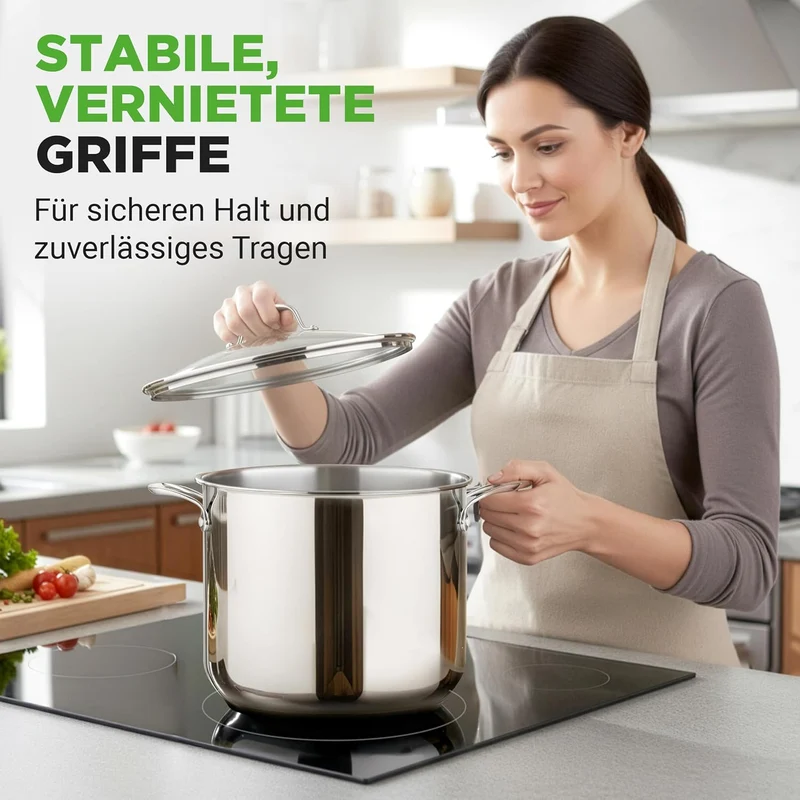 NutriChef Kochtopf Gross, 11,5L- Ø 26cm, Suppentopf Edelstahl Induktion für Alle Herdarten Geeignet,