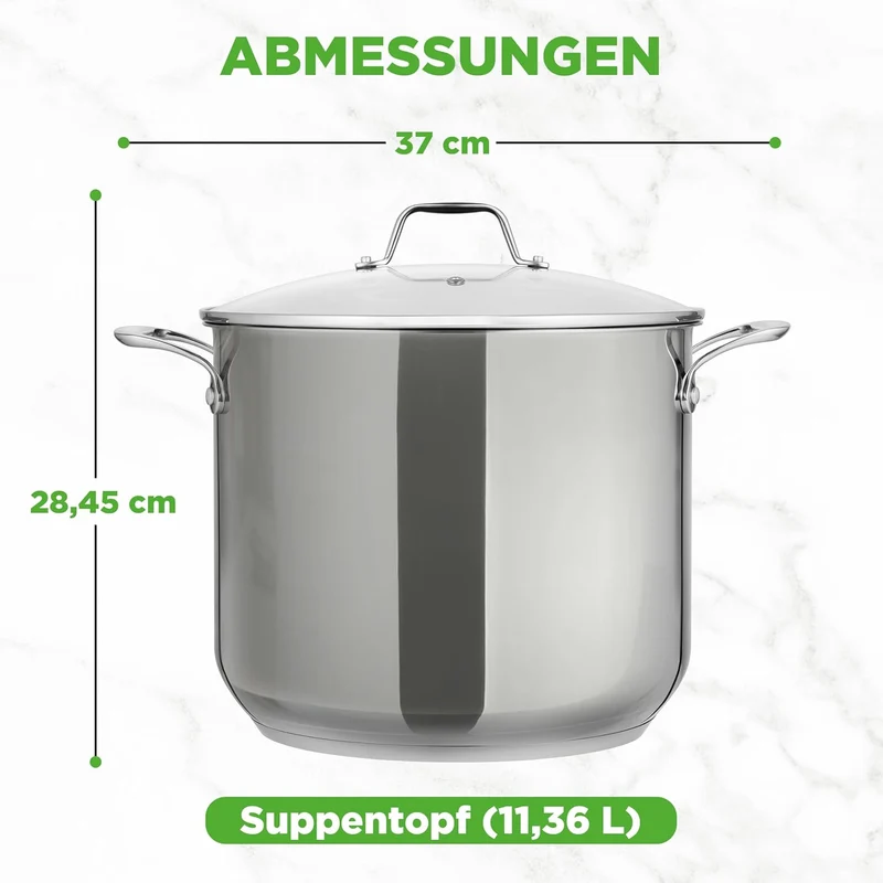 NutriChef Kochtopf Gross, 11,5L- Ø 26cm, Suppentopf Edelstahl Induktion für Alle Herdarten Geeignet,