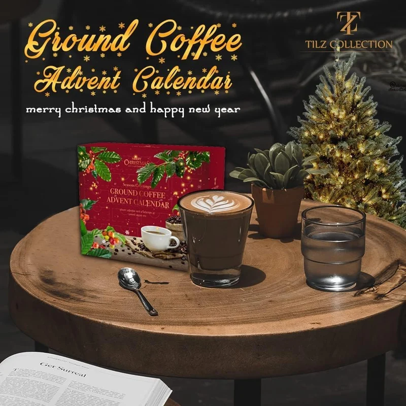 Kaffee-Adventskalender 2025-24 Premium Gourmet-Kaffee Gemahlene Bohnen Verschiedenen Geschmacksricht