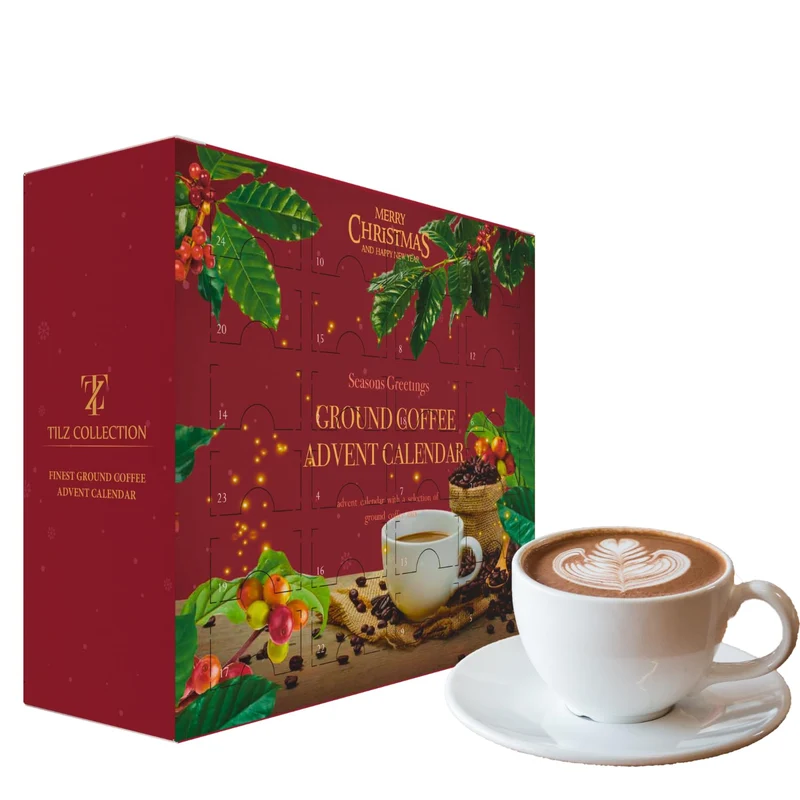 Kaffee-Adventskalender 2025-24 Premium Gourmet-Kaffee Gemahlene Bohnen Verschiedenen Geschmacksricht