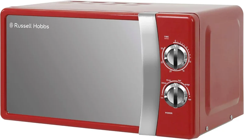 Russell Hobbs RHMM701R Manuelle Solo-Mikrowelle mit 5 Leistungsstufen, Klingelton und Timer, Auftauf