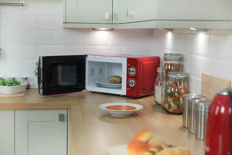 Russell Hobbs RHMM701R Manuelle Solo-Mikrowelle mit 5 Leistungsstufen, Klingelton und Timer, Auftauf
