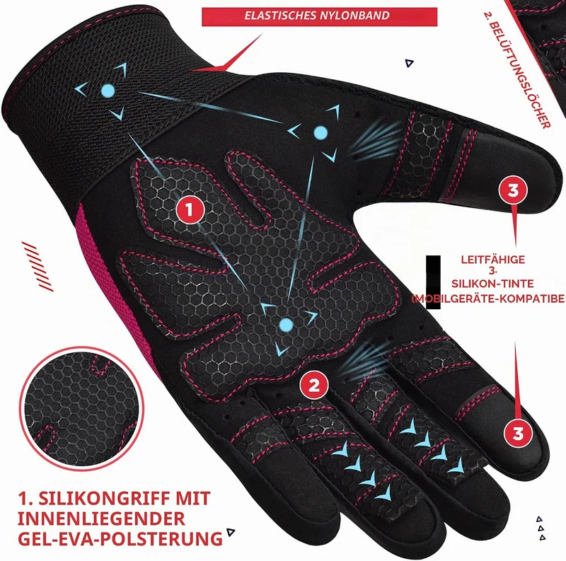 RDX Fitness Handschuhe Vollfinger Damen Herren, Gewichtheben Touchscreen Trainingshandschuhe, Bodybu