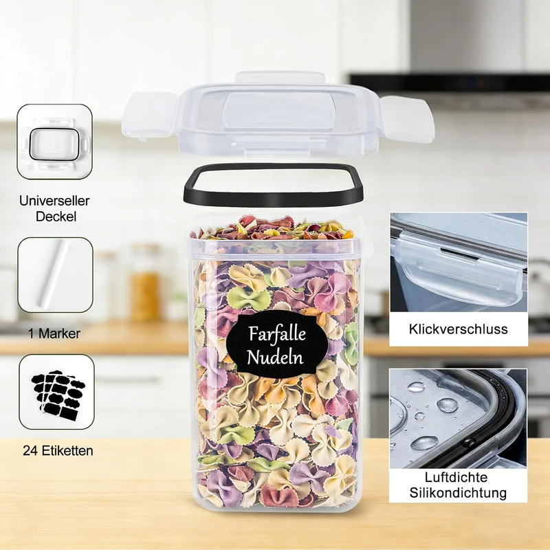Haushaltszauber® Vorratsdosen Set XL – 24-teilig (0,8/1,4/2,0 L) | Luftdichte Vorratsdosen, Vorratsb
