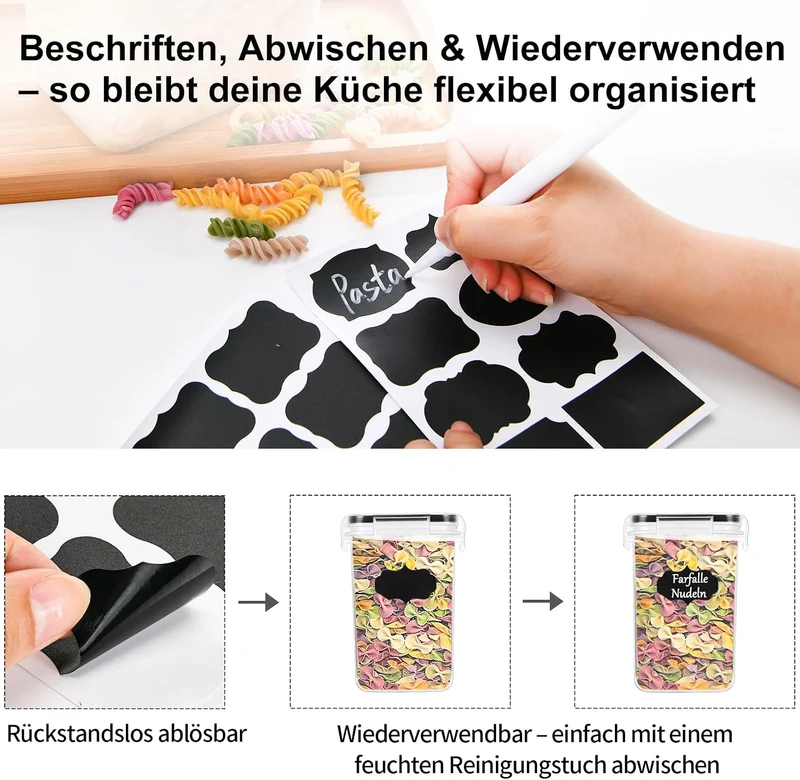 Haushaltszauber® Vorratsdosen Set XL – 24-teilig (0,8/1,4/2,0 L) | Luftdichte Vorratsdosen, Vorratsb