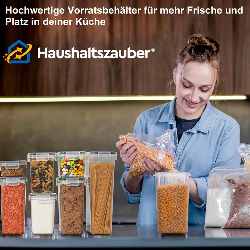 Haushaltszauber® Vorratsdosen Set XL – 24-teilig (0,8/1,4/2,0 L) | Luftdichte Vorratsdosen, Vorratsb