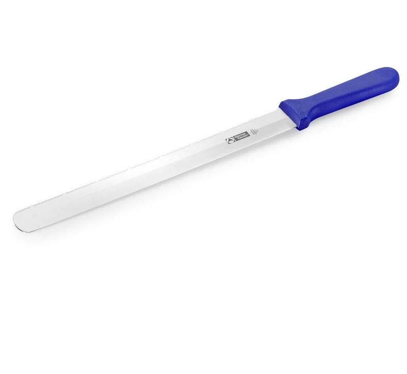 thermohauser Bäckermesser (Stahl, rostfrei), beidseitiger Sägen- und Flachschliff, mit blauem Kunsts