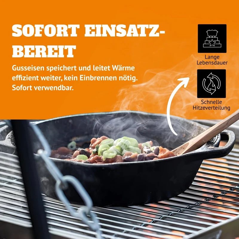 Petromax Feuerpfanne mit Henkeln - Gusseisen Pfanne, Induktion & Gas - 50 50 cm, 50 cm