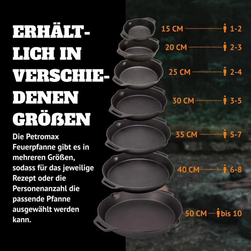 Petromax Feuerpfanne mit Henkeln - Gusseisen Pfanne, Induktion & Gas - 50 50 cm, 50 cm