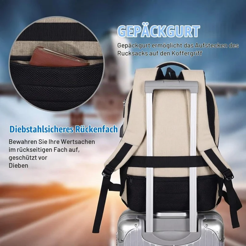 YAMTION Schulrucksack Herren Damen Jungen Mädchen Teenager 15,6 Zoll Notebook USB Ladeanschluss Dayp