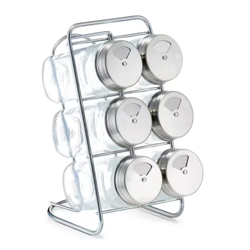 Gewürzständer-Set, 7-tlg., Glas/Edelstahl