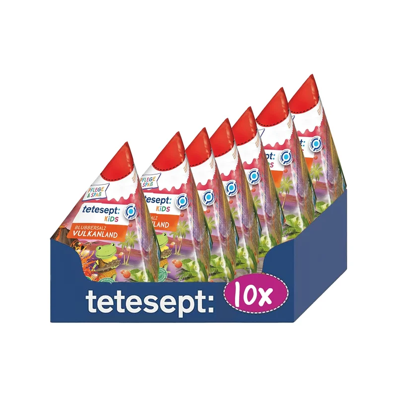 tetesept KIDS Blubbersalz Vulkanland, Kinder Badezusatz, 10 x 50 g