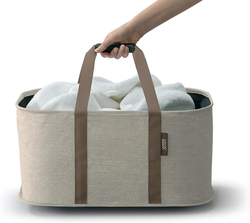 Joseph Joseph Hold-All faltbarer 35L Wäschekorb, Feuchtigkeitsabweisend, Strapazierfähig, Beige Tasc