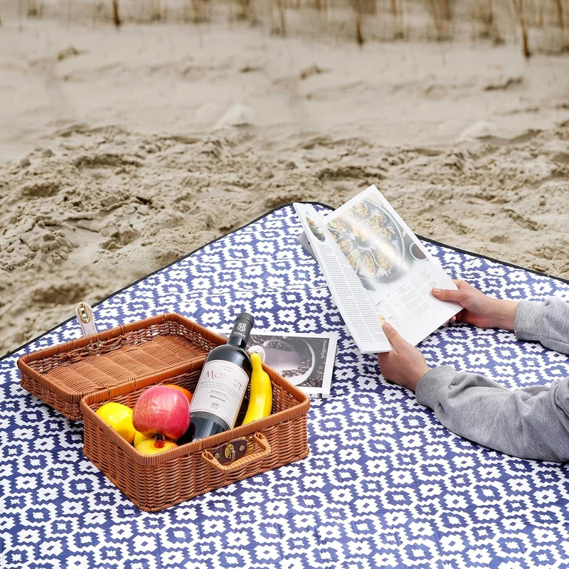 Oak & Tea Picknickdecke Wasserdicht 200x200 cm XXL Sandfrei Isoliert Maschinenwaschbar Stranddecke C